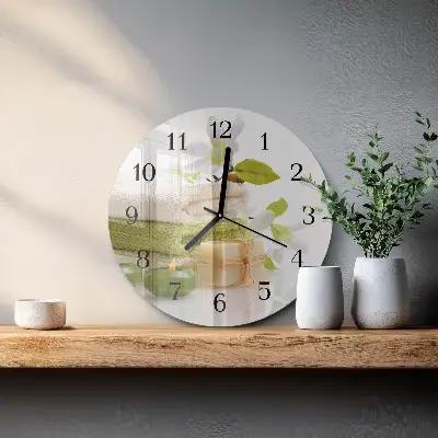 Nástěnné hodiny skleněné kulaté Lázeňské mýdlo
