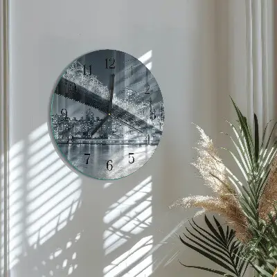 Kulaté skleněné hodiny na stěnu Most