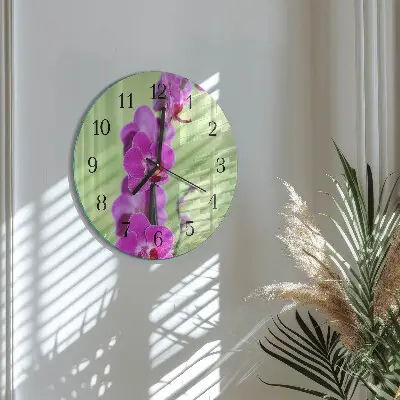 Nástěnné hodiny skleněné kulaté Orchidej