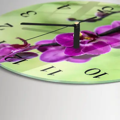 Nástěnné hodiny skleněné kulaté Orchidej