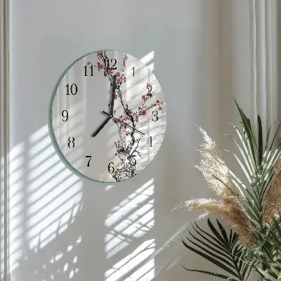 Hodiny s fotkou skleněné kulaté Květiny
