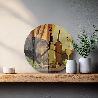 Kulaté skleněné hodiny na zeď Sud vína
