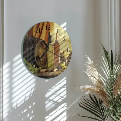 Kulaté skleněné hodiny na zeď Sud vína