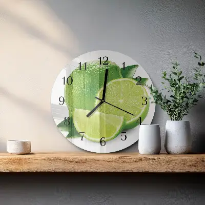 Hodiny s fotkou skleněné kulaté Uhličitan vápenatý