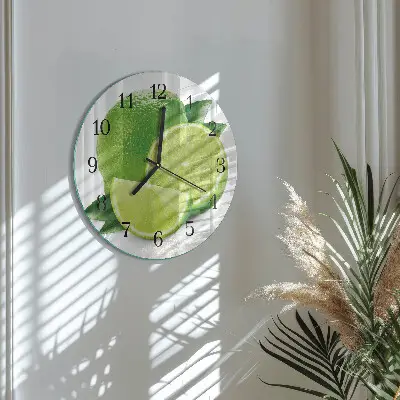 Hodiny s fotkou skleněné kulaté Uhličitan vápenatý