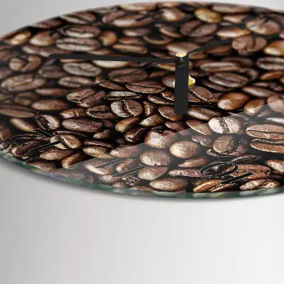 Kulaté skleněné hodiny na zeď Kávová zrna