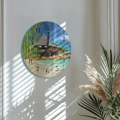 Nástěnné hodiny skleněné kulaté Ostrov