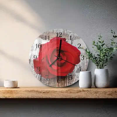 Kulaté skleněné hodiny na stěnu Růže