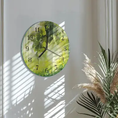 Nástěnné hodiny skleněné kulaté Jabloň