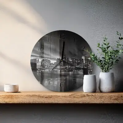 Kulaté skleněné hodiny na zeď Město