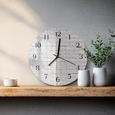 Hodiny s fotkou skleněné kulaté Cihlový