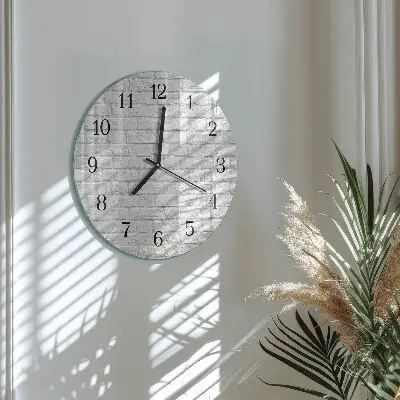 Hodiny s fotkou skleněné kulaté Cihlový