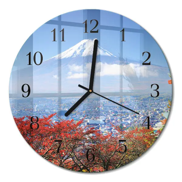Kulaté skleněné hodiny na stěnu Hora