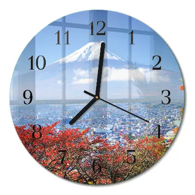 Kulaté skleněné hodiny na stěnu Hora