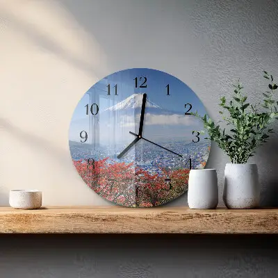 Kulaté skleněné hodiny na stěnu Hora