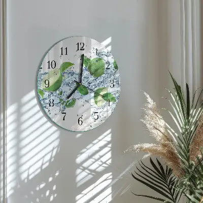 Kulaté skleněné hodiny na stěnu Uhličitan vápenatý