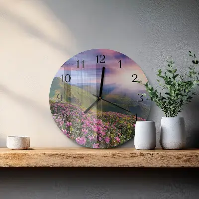 Kulaté skleněné hodiny na zeď Krajina
