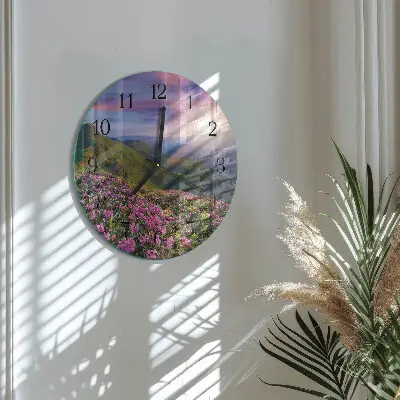 Kulaté skleněné hodiny na zeď Krajina
