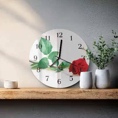 Kulaté skleněné hodiny na stěnu Růže