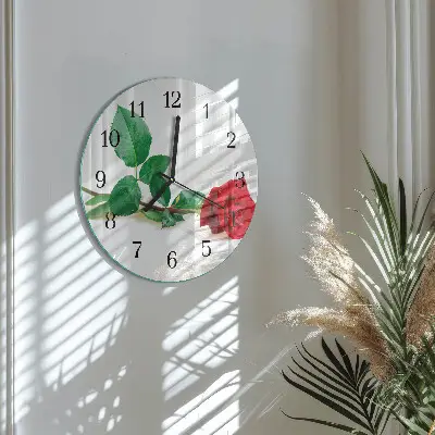 Kulaté skleněné hodiny na stěnu Růže