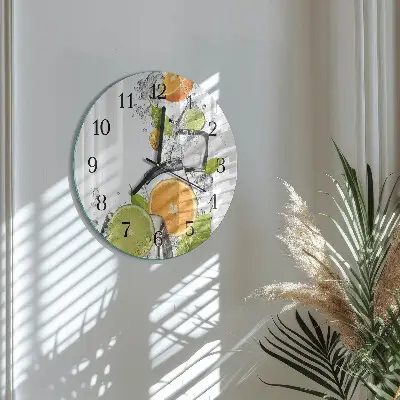 Hodiny na skle kulaté Citrusové plody