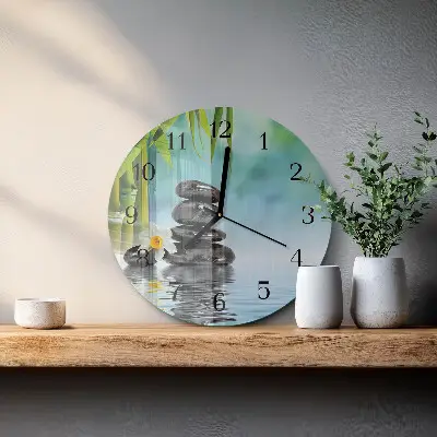 Kulaté skleněné hodiny na zeď Kameny