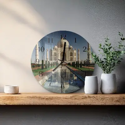 Kulaté skleněné hodiny na zeď Tádž Mahal