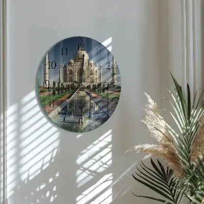 Kulaté skleněné hodiny na zeď Tádž Mahal