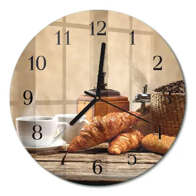 Hodiny na skle kulaté Croissanty