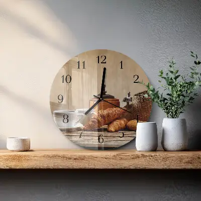 Hodiny na skle kulaté Croissanty