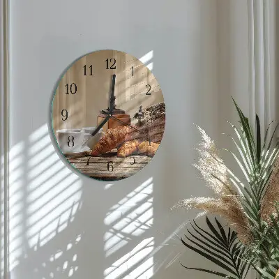 Hodiny na skle kulaté Croissanty