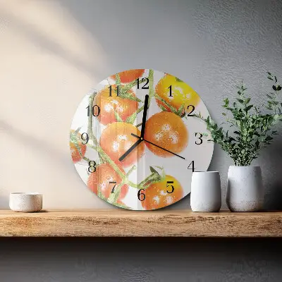 Kulaté skleněné hodiny na stěnu Rajčata