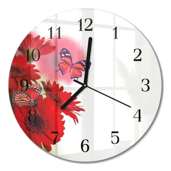 Kulaté skleněné hodiny na stěnu Gerbera