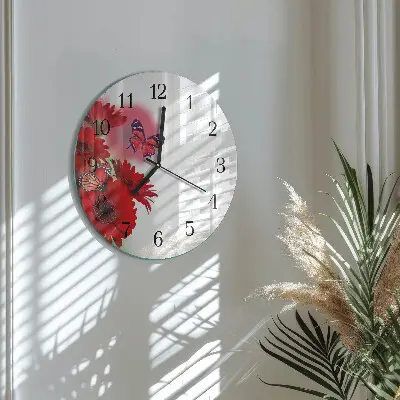 Kulaté skleněné hodiny na stěnu Gerbera