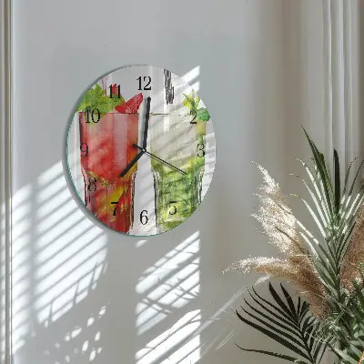 Kulaté skleněné hodiny na stěnu Koktejly