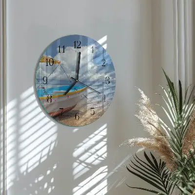 Hodiny s fotkou skleněné kulaté Lodž
