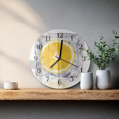 Kulaté skleněné hodiny na zeď Pomerančová zmrzlina