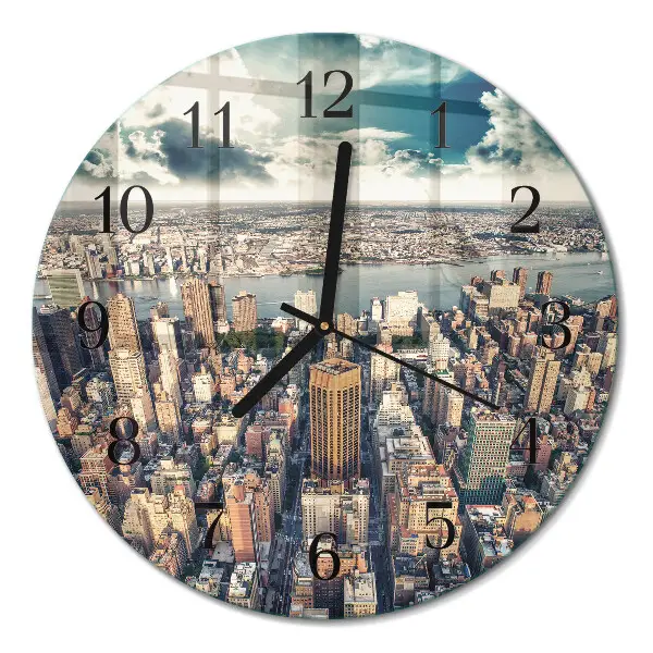 Hodiny s fotkou skleněné kulaté New York