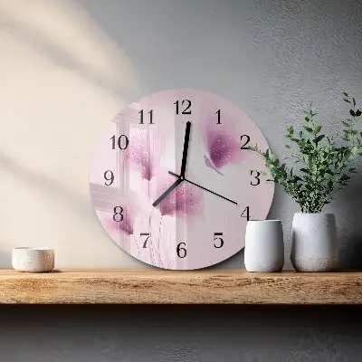 Nástěnné hodiny skleněné kulaté Květiny