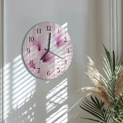 Nástěnné hodiny skleněné kulaté Květiny