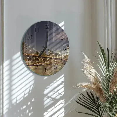 Kulaté skleněné hodiny na zeď Noční světlo