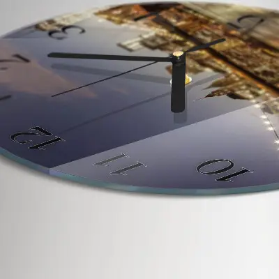 Kulaté skleněné hodiny na zeď Noční světlo