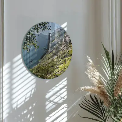 Hodiny s fotkou skleněné kulaté Hory
