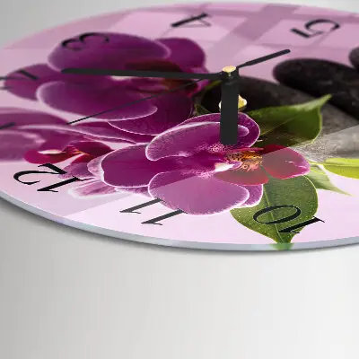 Nástěnné hodiny skleněné kulaté Orchidej