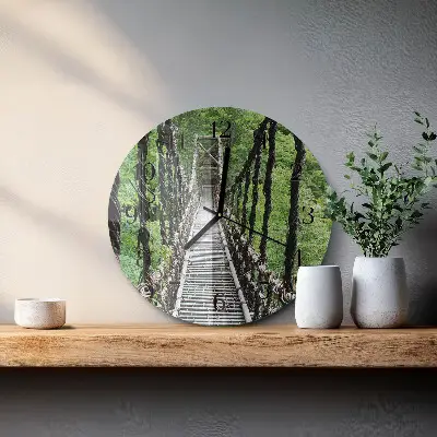 Kulaté skleněné hodiny na zeď Visutý most