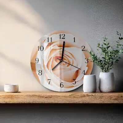 Hodiny s fotkou skleněné kulaté Růže