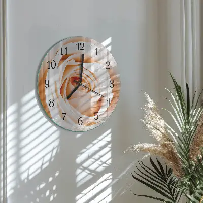 Hodiny s fotkou skleněné kulaté Růže