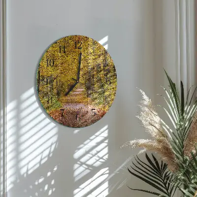 Nástěnné hodiny skleněné kulaté Lesní cesta