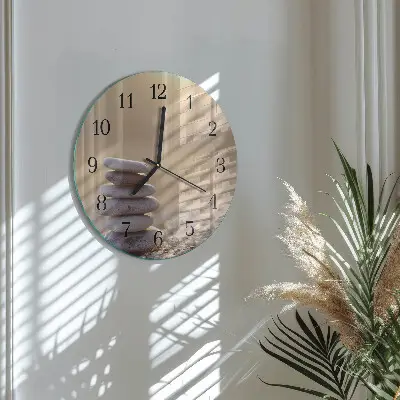 Hodiny na skle kulaté Kameny
