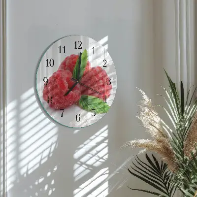 Hodiny s fotkou skleněné kulaté Maliny